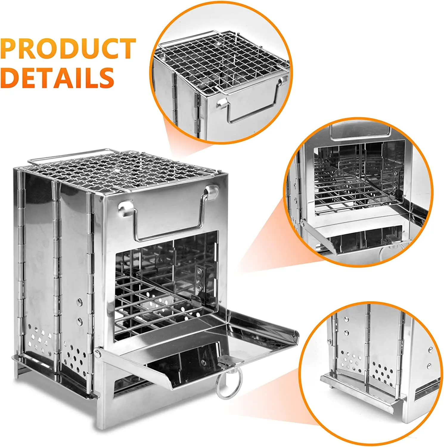 Folding Camping Stove, Portable Wood Burning Camp Stoves for Outdoor Cooking,Picnic,BBQ