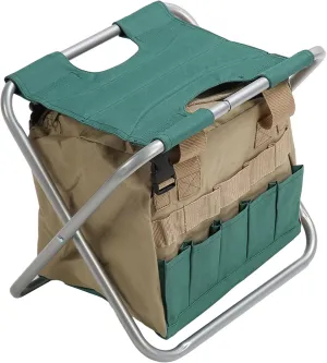 Folding Stool Bag, Large Capacity Detachable Backpack Stool Cooler Chair with Handle, Multifunctional Portable Gardening Toolkit Stool for Outdoor Walking Hiking Camping (Silver)