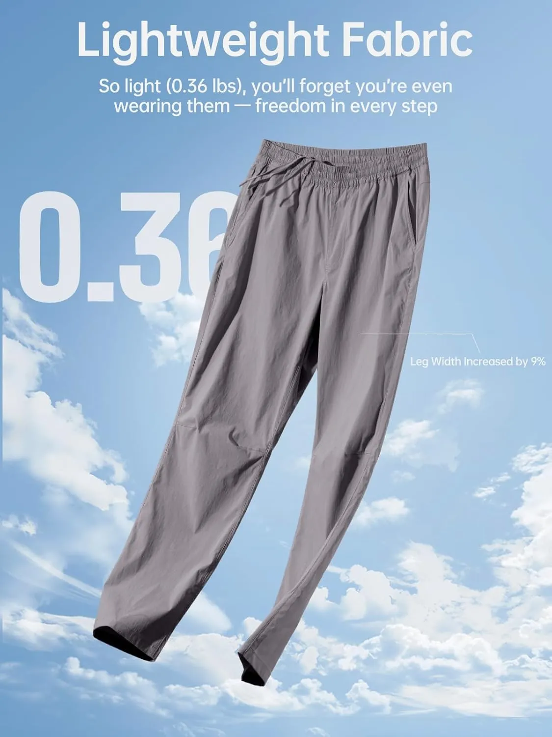 FREE SOLDIER Men's Elastic Waist Water Resistant Quick-Dry Hiking Outdoor Workout Casual Pants