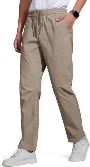 FREE SOLDIER Men's Elastic Waist Water Resistant Quick-Dry Hiking Outdoor Workout Casual Pants