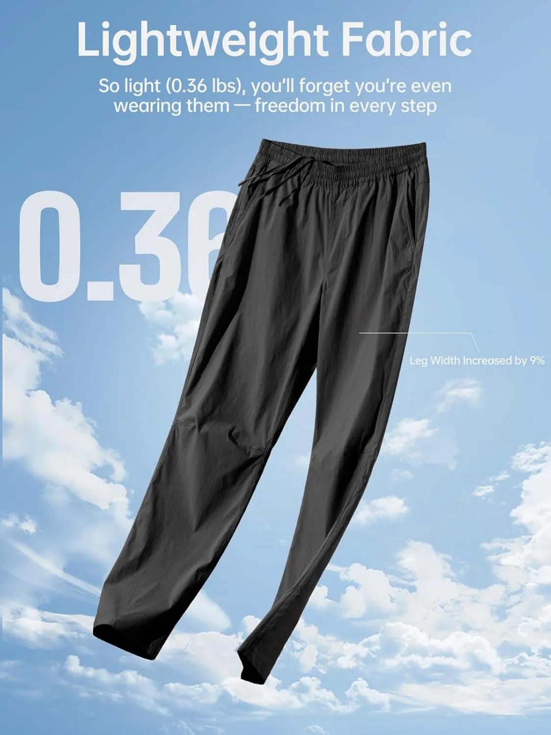 FREE SOLDIER Men's Elastic Waist Water Resistant Quick-Dry Hiking Outdoor Workout Casual Pants