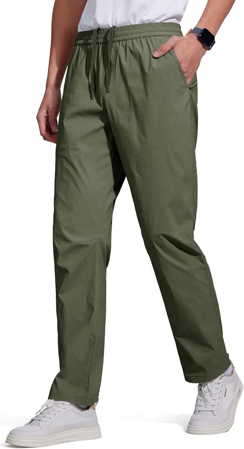 FREE SOLDIER Men's Elastic Waist Water Resistant Quick-Dry Hiking Outdoor Workout Casual Pants