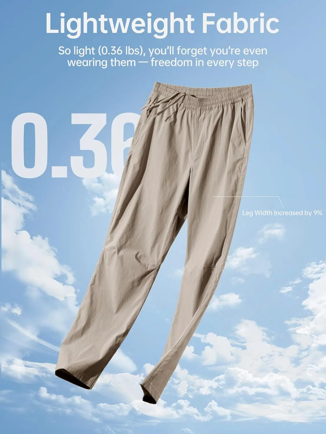 FREE SOLDIER Men's Elastic Waist Water Resistant Quick-Dry Hiking Outdoor Workout Casual Pants