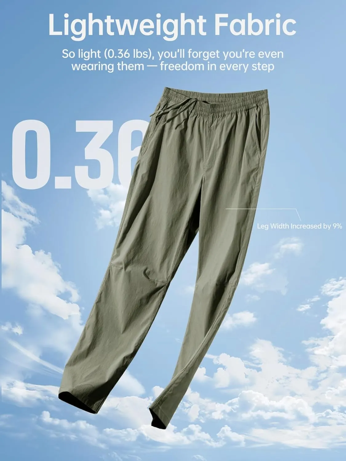FREE SOLDIER Men's Elastic Waist Water Resistant Quick-Dry Hiking Outdoor Workout Casual Pants