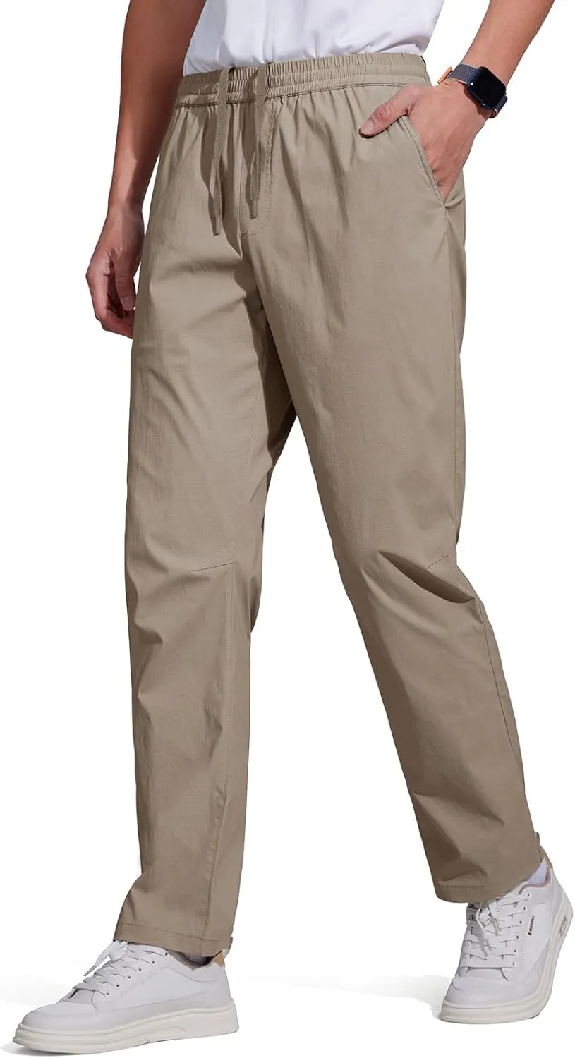 FREE SOLDIER Men's Elastic Waist Water Resistant Quick-Dry Hiking Outdoor Workout Casual Pants
