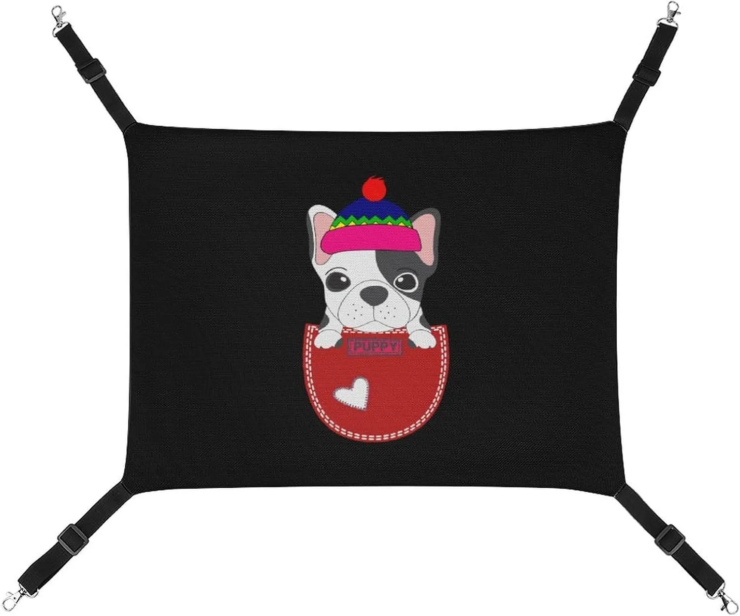 French Bulldog Cat Hanging Hammock Soft Breathable Pet Cage Dog Hammock with Adjustable Straps and Metal Hooks