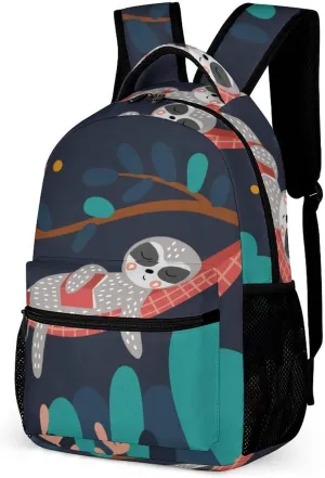 Funny Sloth Sleep Moon Tree Backpack Bags for Women Men Adjustable Daypack Rucksack Travel Holder Bookbags Shopping Bags for Adult Office 16 Inches