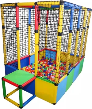 Funphix Large Ball Pits for Toddlers I Dive in Ball Pit Building Toy with Net, Bungee Cords, Tubes & Connectors I Indoor & Outdoor Playset For Kids Social Skills, Teamwork & Motor Development - 414Pcs