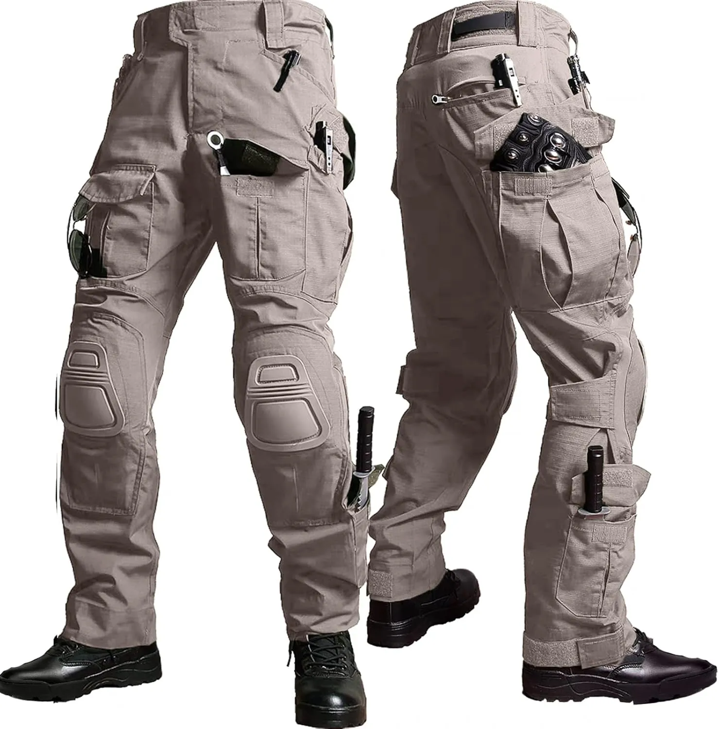 G3 Tactical Combat Pants, Men's Military Ripstop Camo Army Pants for Outdoor Hunting Paintballing - No Kneepad