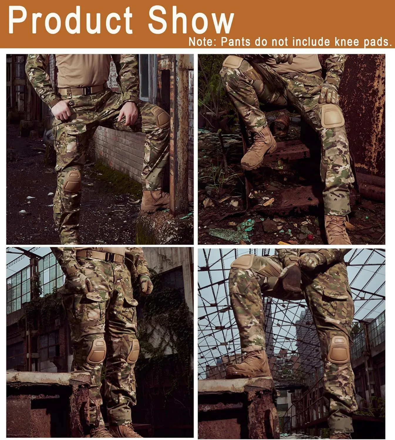 G3 Tactical Combat Pants, Men's Military Ripstop Camo Army Pants for Outdoor Hunting Paintballing - No Kneepad