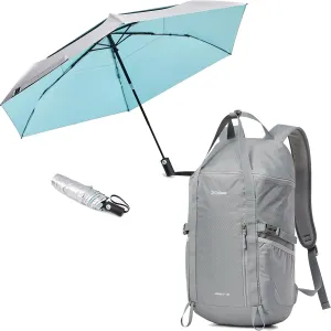 G4Free 35L Travel Daypack Waterproof Hiking Backpack for Camping Outdoor Sports   42 Inch Ultralight UV Protection Travel Umbrella UPF50  Super Slim Sun Umbrella, Double Canopy Portable Automtic