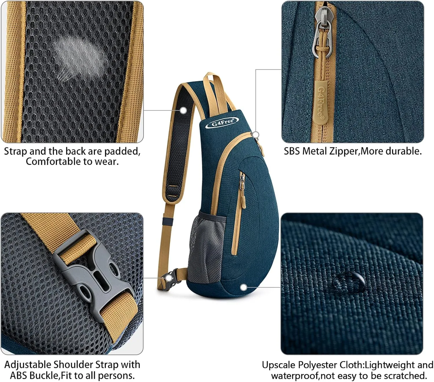 G4Free Sling Bags Men and Women Shoulder Backpack Small Crossbody Chest Sling Backpack (Dark blue)