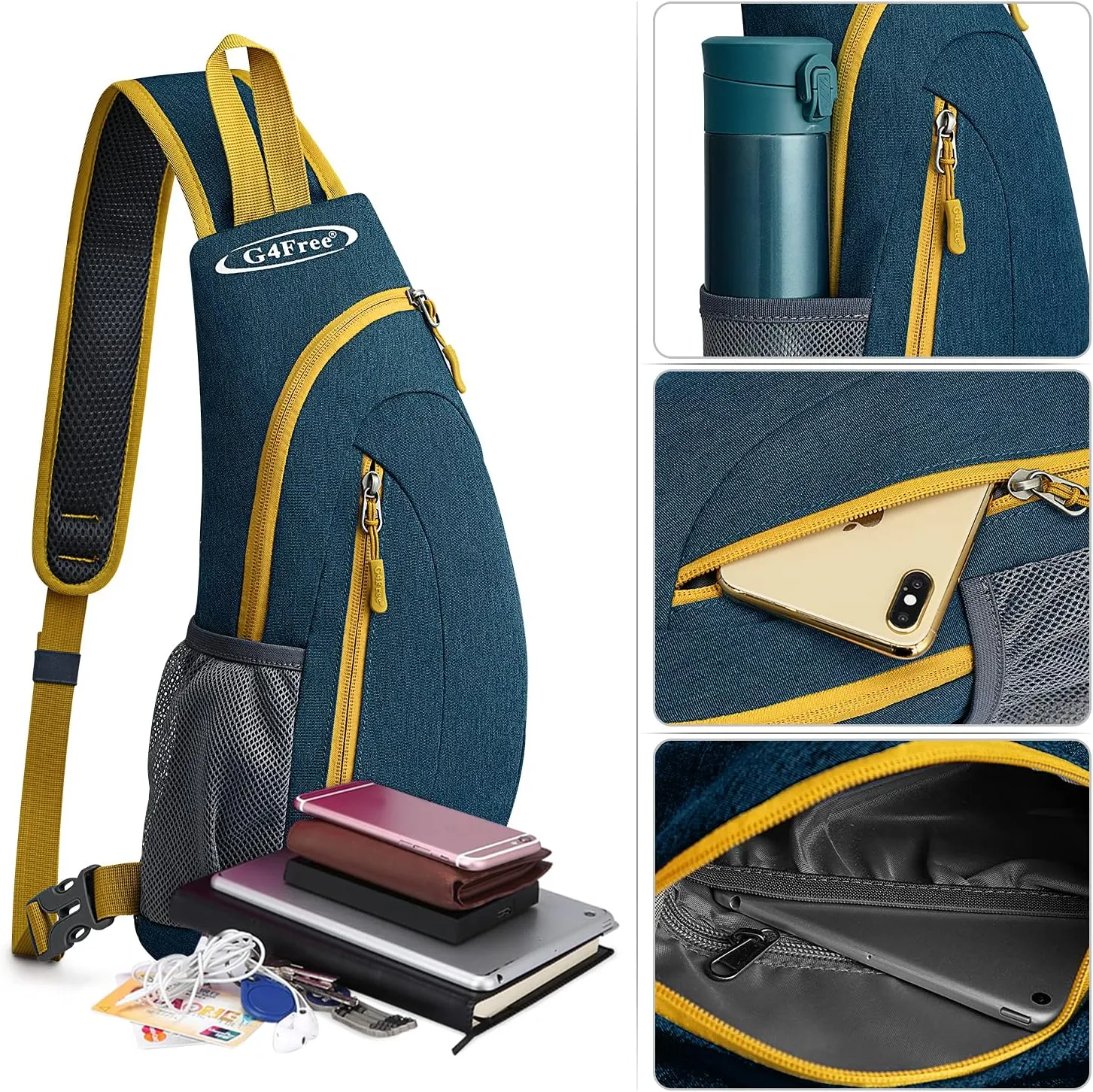 G4Free Sling Bags Men and Women Shoulder Backpack Small Crossbody Chest Sling Backpack (Dark blue)