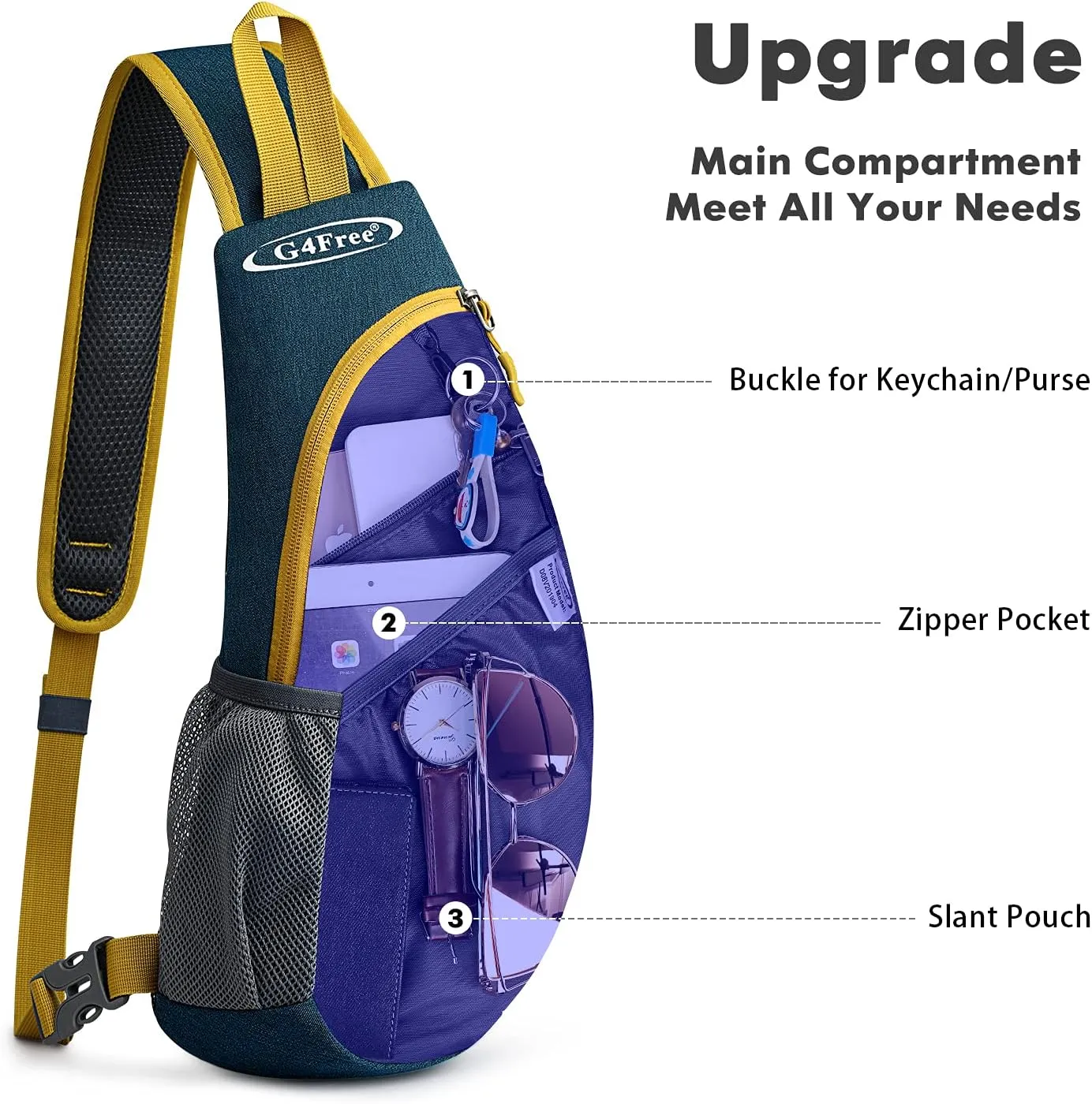 G4Free Sling Bags Men and Women Shoulder Backpack Small Crossbody Chest Sling Backpack (Dark blue)