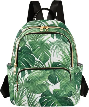 GAIGEO Green Tropical Palm Leaves Women’s Backpack, Small Lightweight Backpack, Fancy Backpack, S