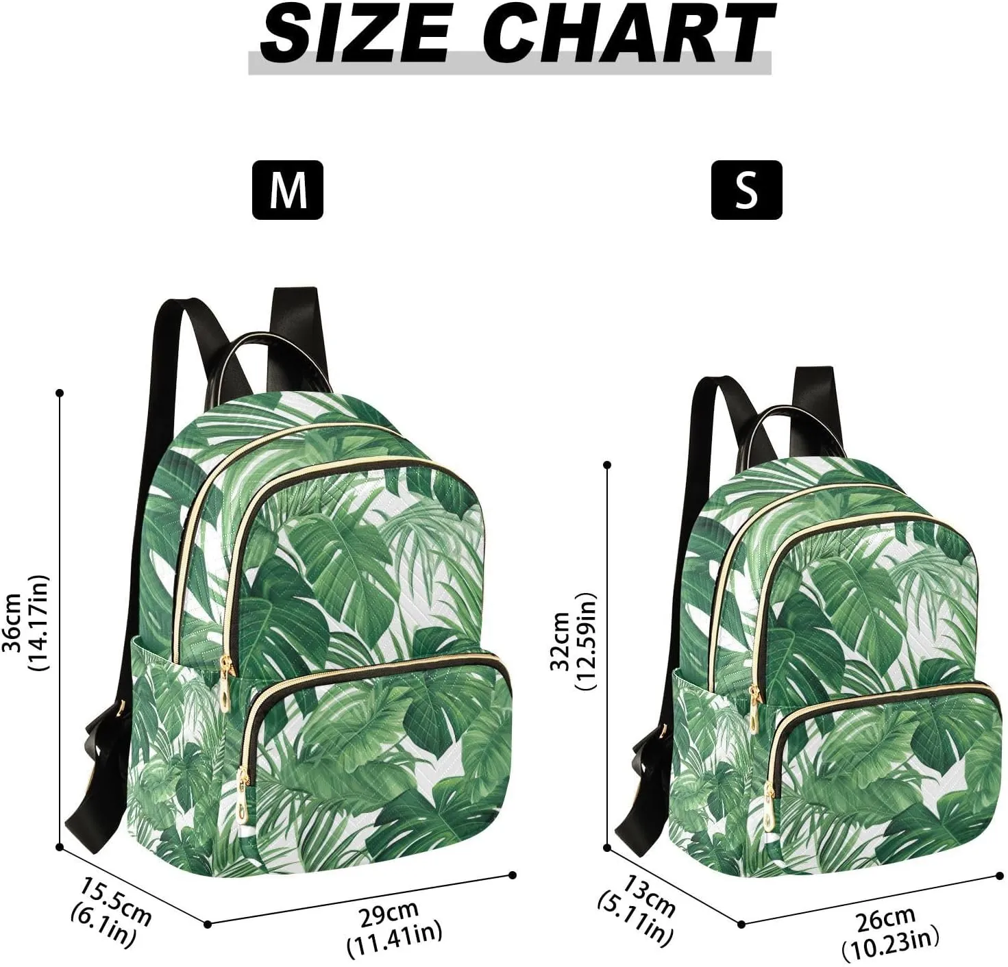 GAIGEO Green Tropical Palm Leaves Women’s Backpack, Small Lightweight Backpack, Fancy Backpack, S