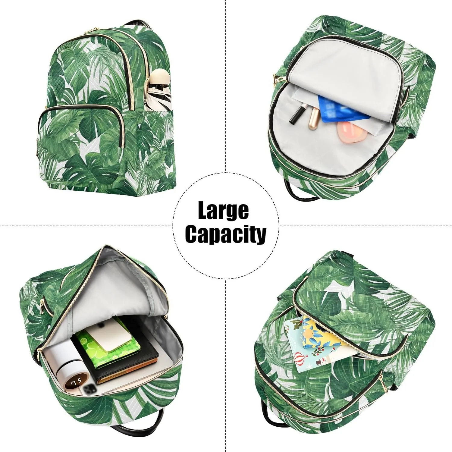 GAIGEO Green Tropical Palm Leaves Women’s Backpack, Small Lightweight Backpack, Fancy Backpack, S