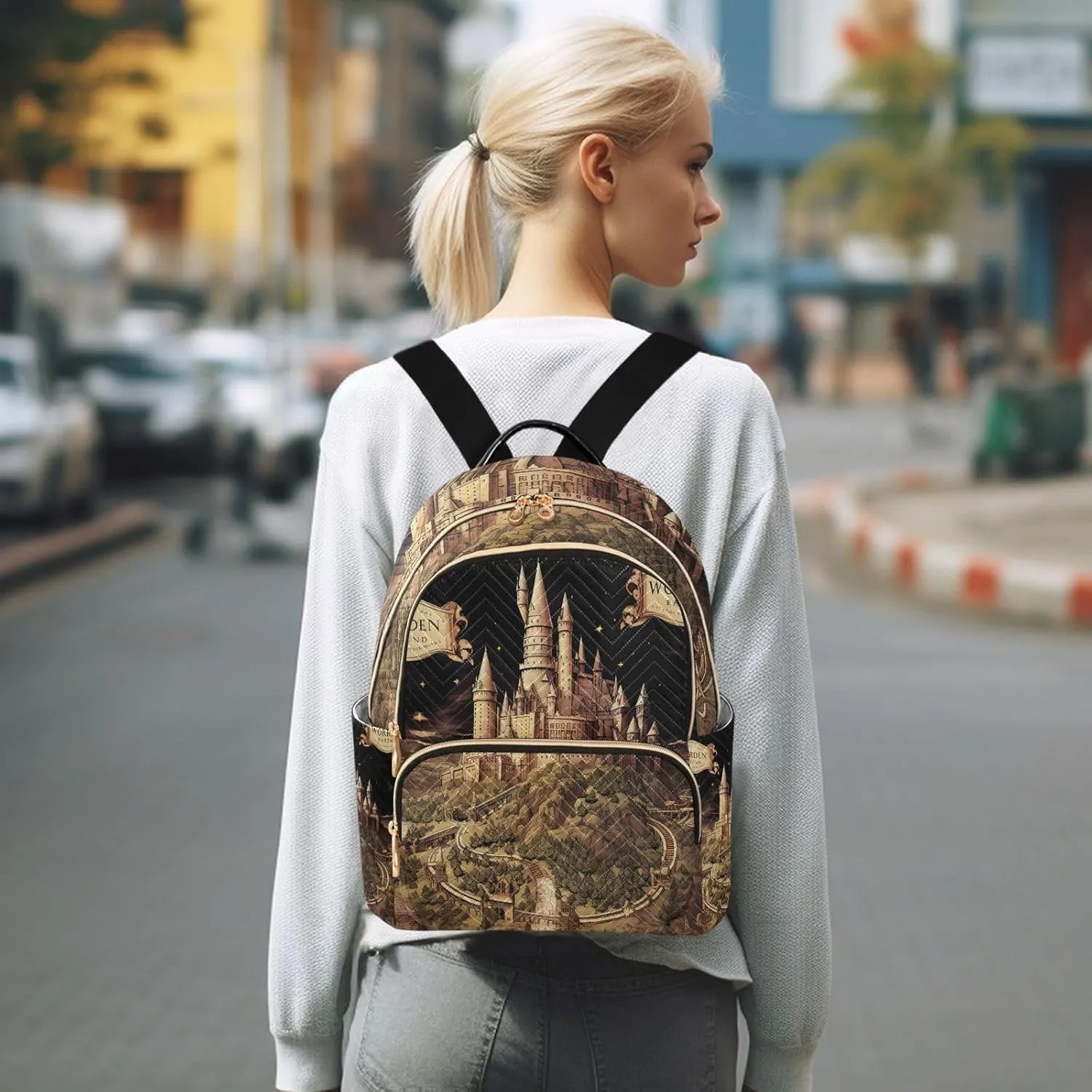 GAIGEO Map of the Tower and Palace Fashionable Women Backpack, Fashion Travel Backpack, Multipurpose Bags for Women, M