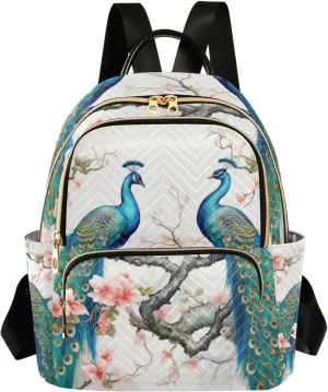 GAIGEO Peacocks Standing on a Branch Girls Fashion Backpack, Backpack Medium Size, Womens Travel Backpack for Airplane, M