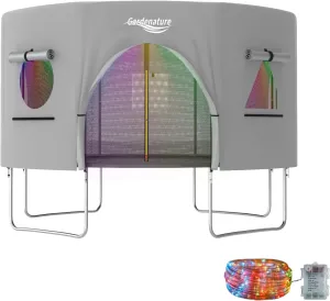 Gardenature 12FT Trampoline Tent for Kids(Tent Only),Fit for 8 Straight Poles Round Trampoline,Trampolien Shade Cover with LED Light,Outdoor Trampolien Accessories Canopy,Anti-Tear,Camping,Gray