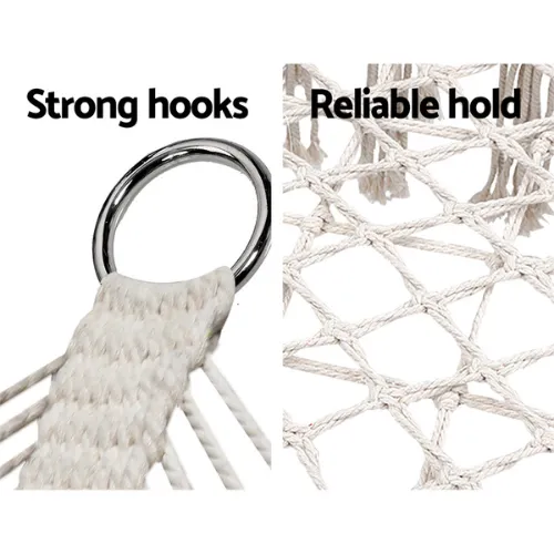 Gardeon Hammock Chair Patio 2 Person Swing Hammocks Double Portable - Cream