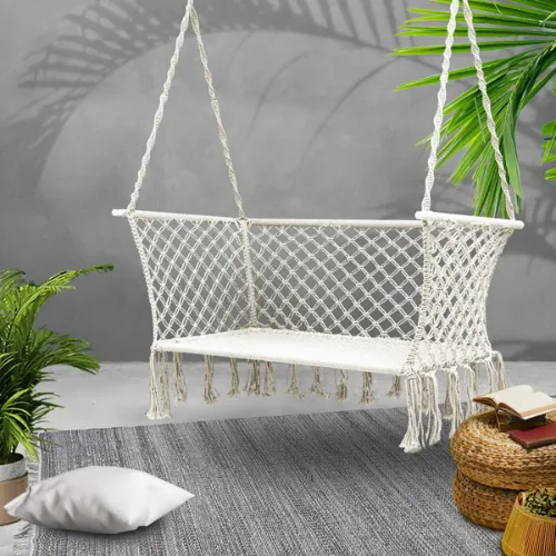 Gardeon Hammock Chair Patio 2 Person Swing Hammocks Double Portable - Cream