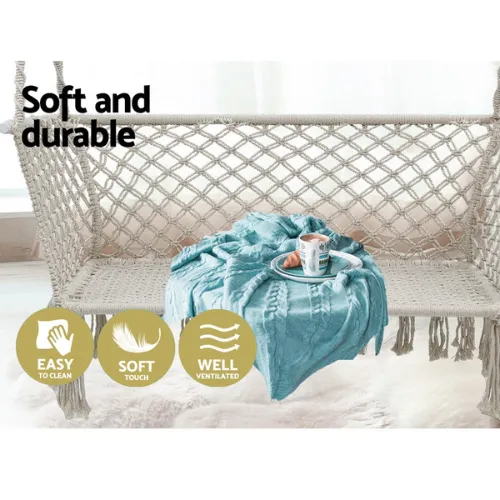 Gardeon Hammock Chair Patio 2 Person Swing Hammocks Double Portable - Cream