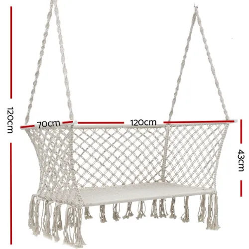 Gardeon Hammock Chair Patio 2 Person Swing Hammocks Double Portable - Cream