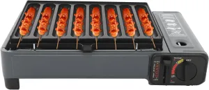Gas Grill Portable Butane Stove, tabletop BBQ Grill for Outdoor Cooking Camping | Stainless Steel Griddle