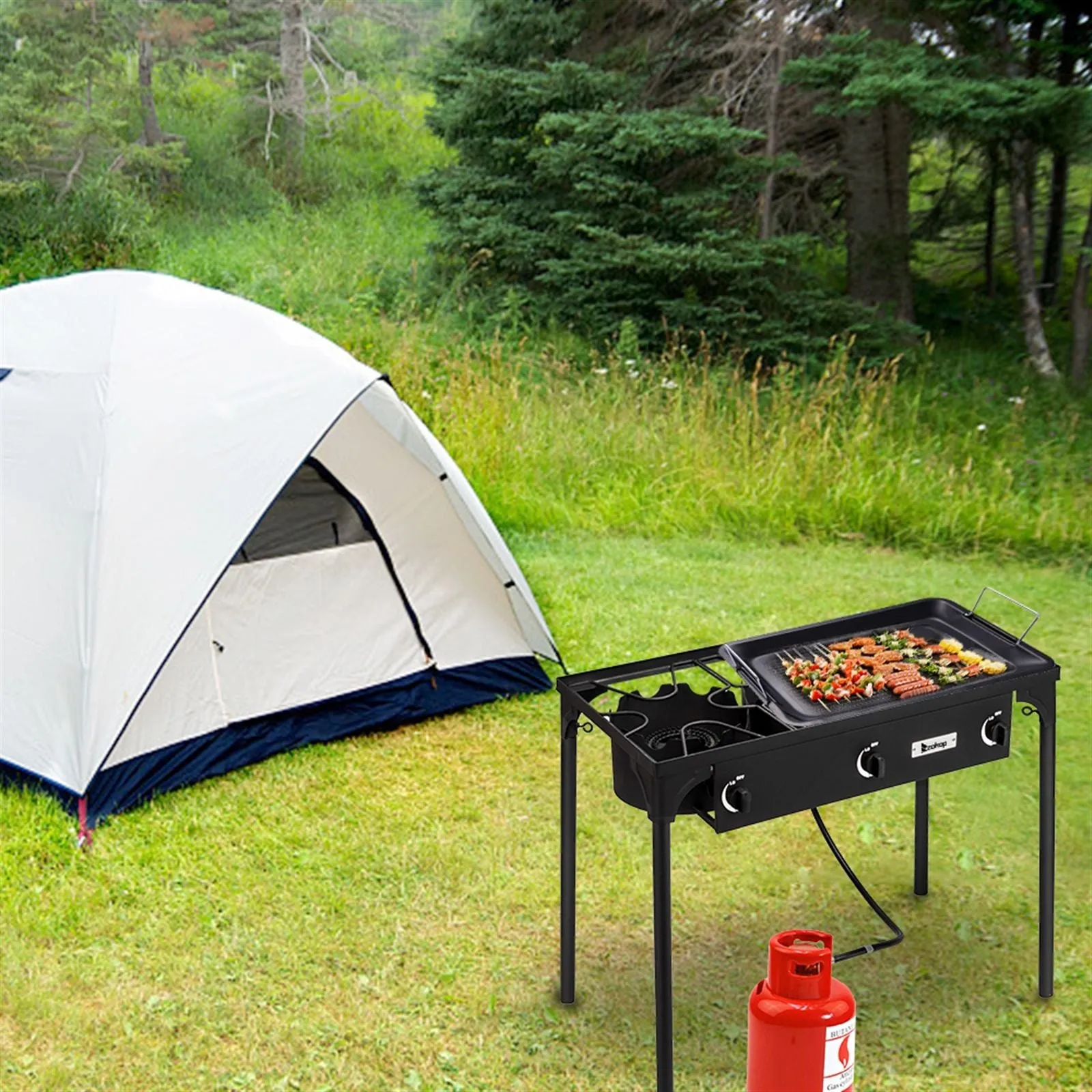 Gas Pressure Cooking Propane Stove Portable Camp Problem-solving Burner (Three 225000-BTU) Stock-clearance Burner Outdoor Iron Cast High Patio Cooker