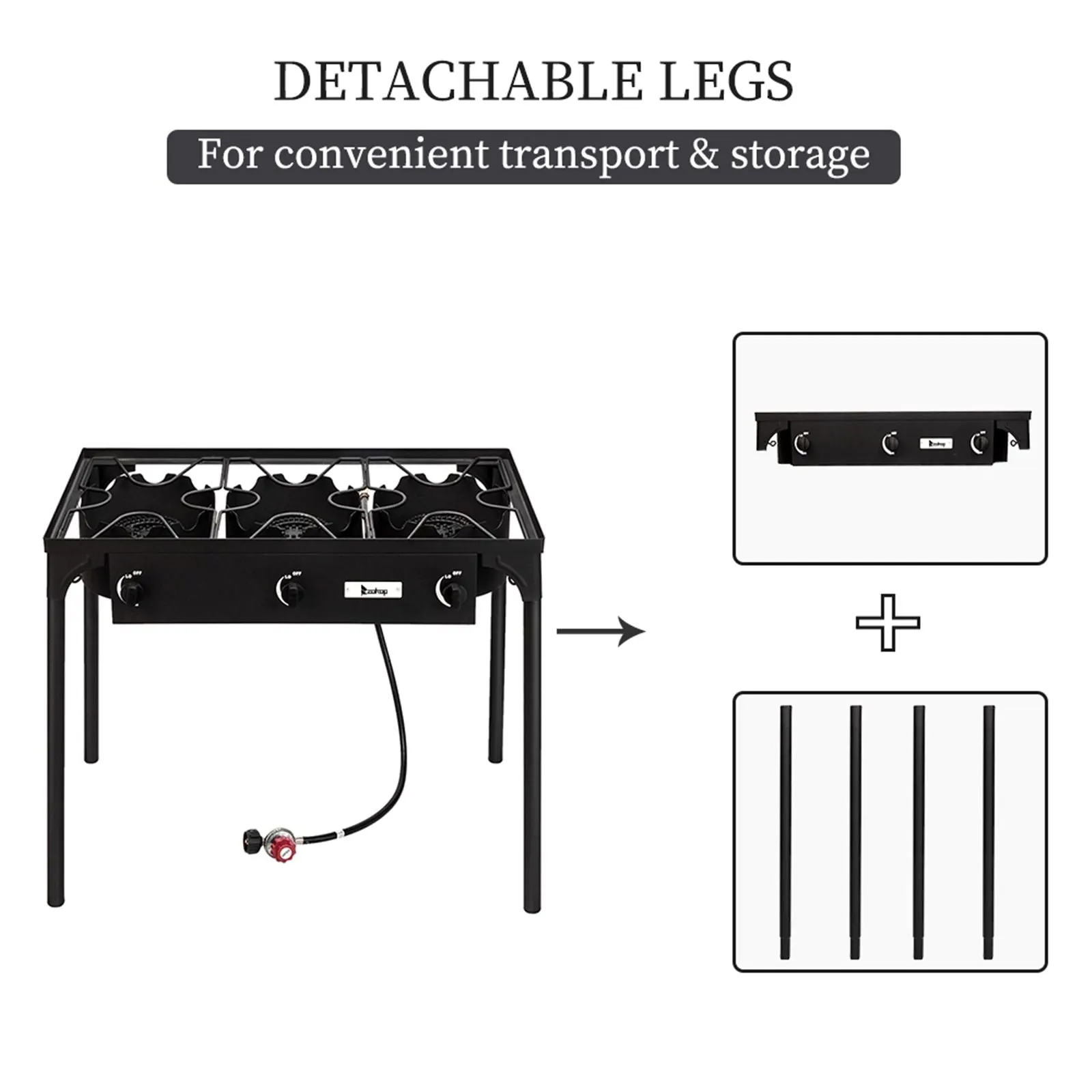 Gas Pressure Cooking Propane Stove Portable Camp Problem-solving Burner (Three 225000-BTU) Stock-clearance Burner Outdoor Iron Cast High Patio Cooker