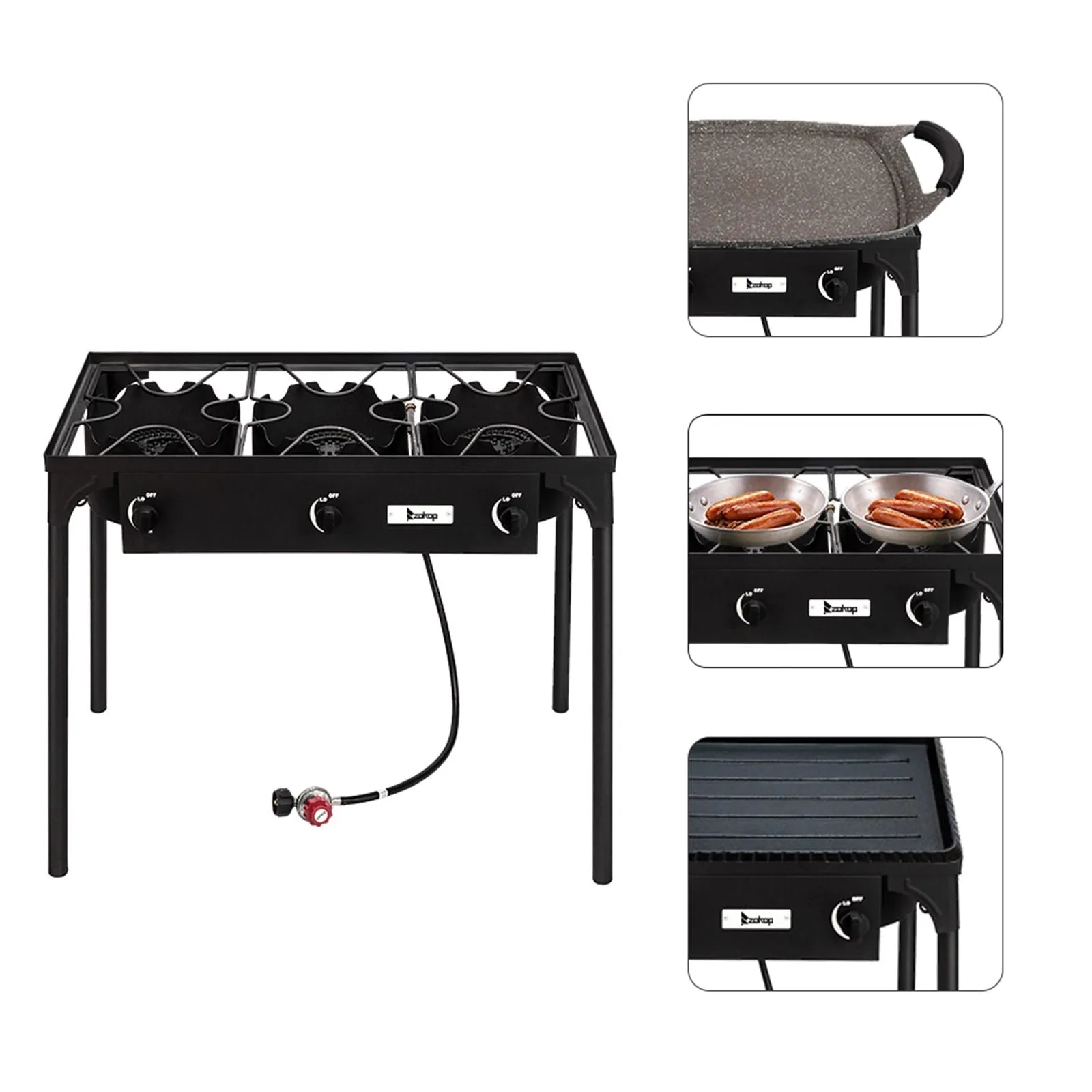 Gas Pressure Cooking Propane Stove Portable Camp Problem-solving Burner (Three 225000-BTU) Stock-clearance Burner Outdoor Iron Cast High Patio Cooker