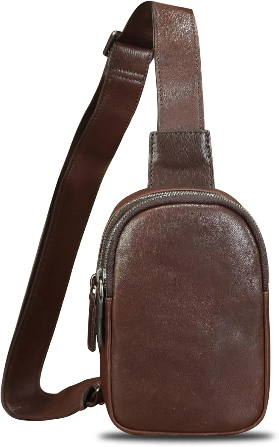 Genuine Leather Sling Bag for Women Small Crossbody Purse Handmade Daypack Retro Shoulder Backpack Vintage Chest Pack (Coffee)