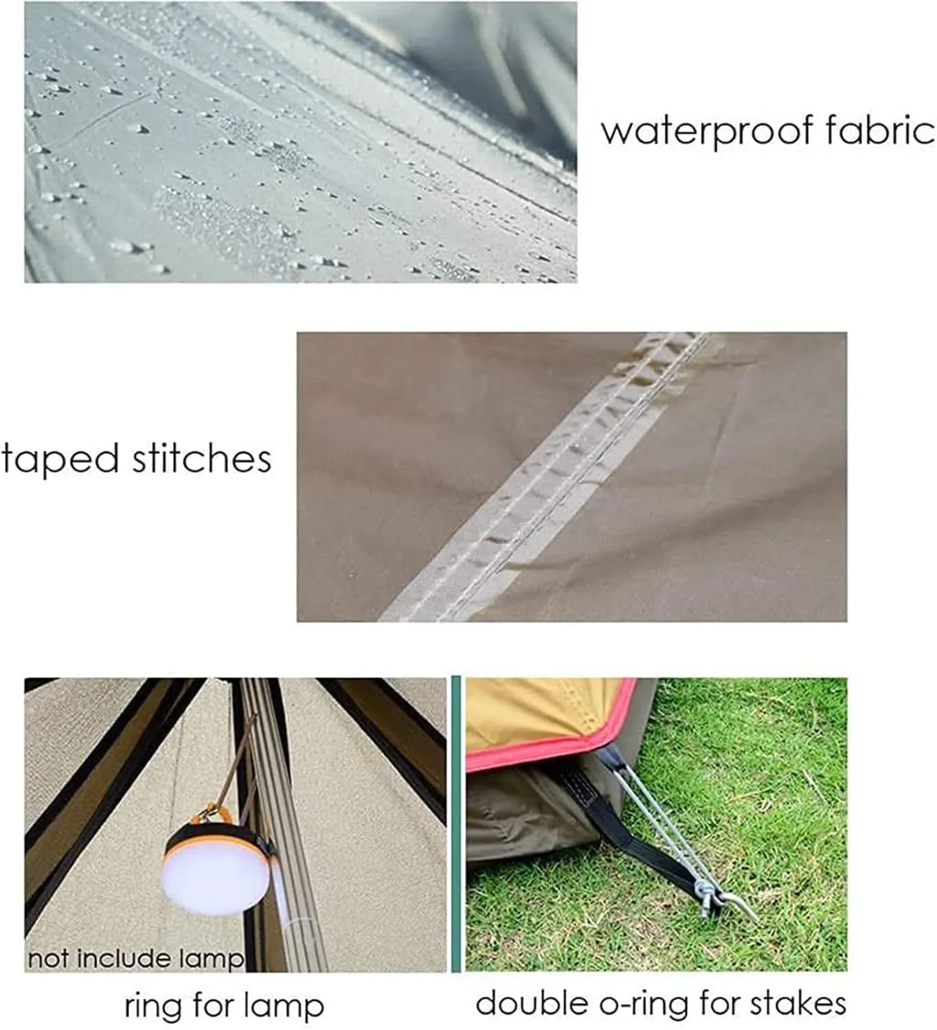 GeRRiT Tents for Camping 4 Person, Waterproof Pyramid Teepee Tent Adult Tent Waterproof Double Layers Indian Tent Yurt Tent Tower Post Bell Tent for Outdoor Family Trip Hello, 3, Green