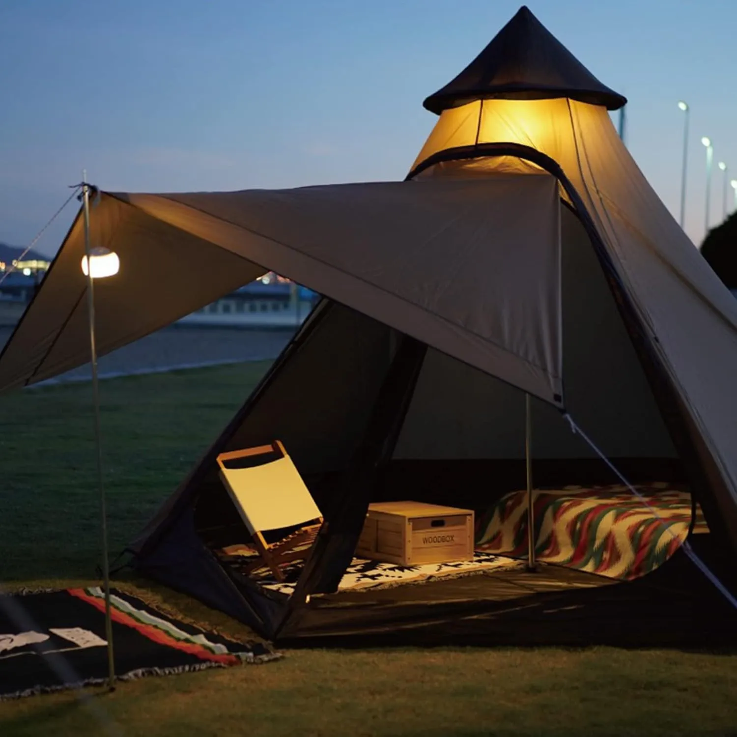 GeRRiT Tents for Camping 4 Person, Waterproof Pyramid Teepee Tent Adult Tent Waterproof Double Layers Indian Tent Yurt Tent Tower Post Bell Tent for Outdoor Family Trip Hello, 3, Green