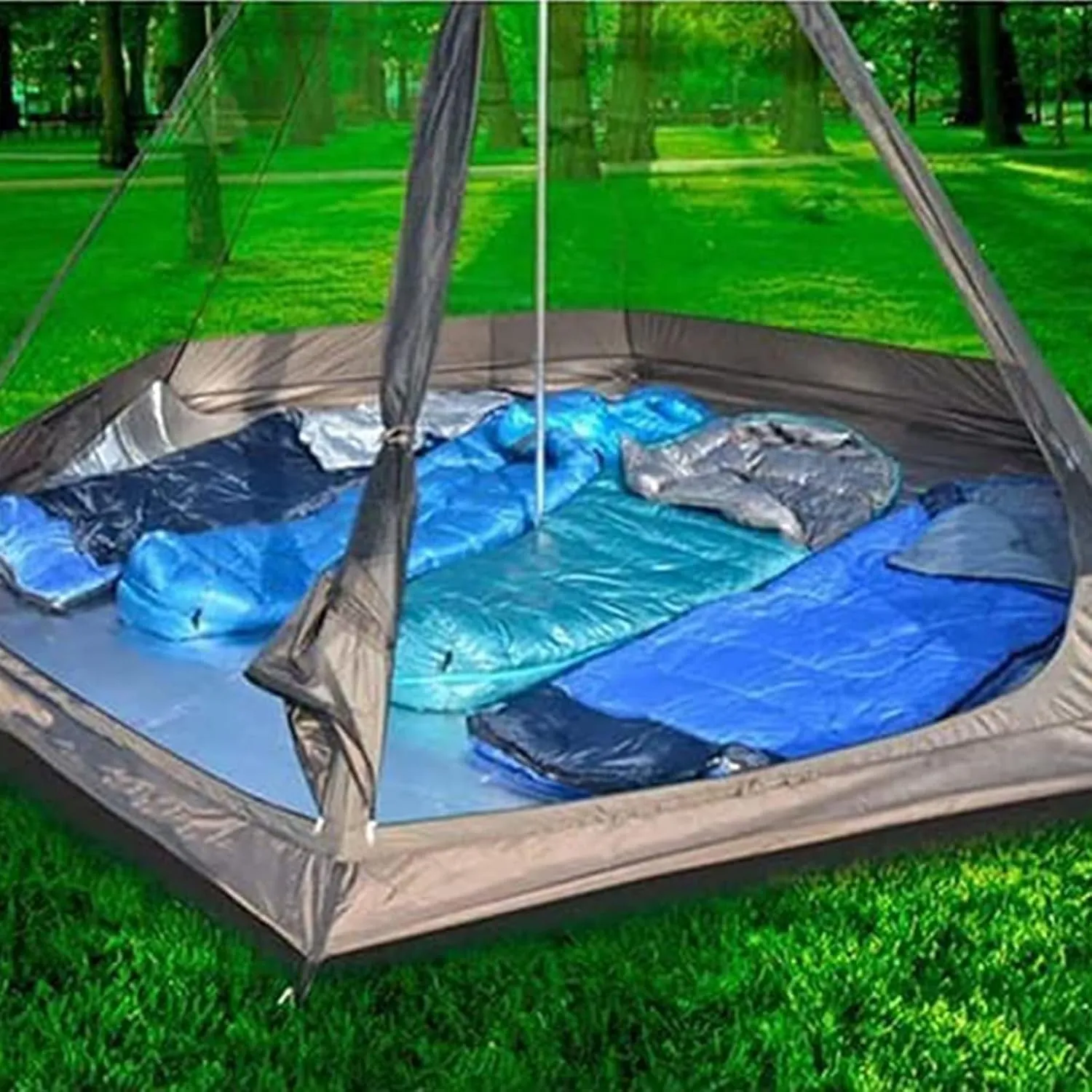 GeRRiT Tents for Camping 4 Person, Waterproof Pyramid Teepee Tent Adult Tent Waterproof Double Layers Indian Tent Yurt Tent Tower Post Bell Tent for Outdoor Family Trip Hello, 3, Green