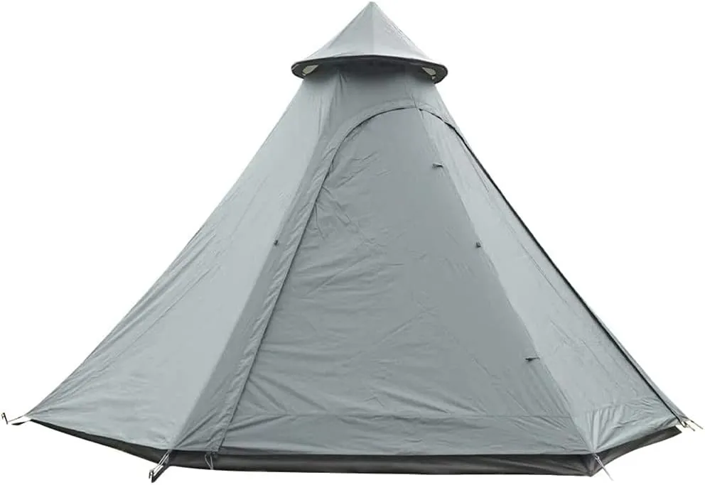 GeRRiT Waterproof Camping Pyramid Teepee Tent Adult Tipi Tent Waterproof Double Layers Indian Tent Yurt Tent Tower Post Bell Tent for Outdoor Family Trip