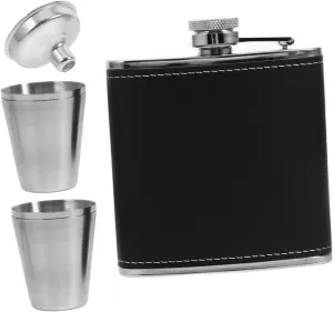 GLEAVI Stylish Stainless Steel Flask Wine Cup 6oz Metal Flask for Camping Hiking Leakproof Beverage Holder