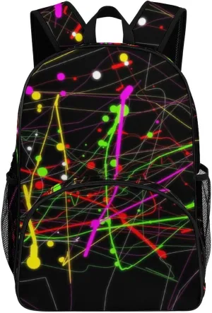Glow in Dark Splatter Neon Backpack for Worker Teacher Business Hiking Travel Bag Shoulders Bag