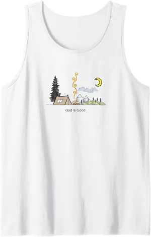 God is Good Camping Simple Life Graphic Design Tank Top