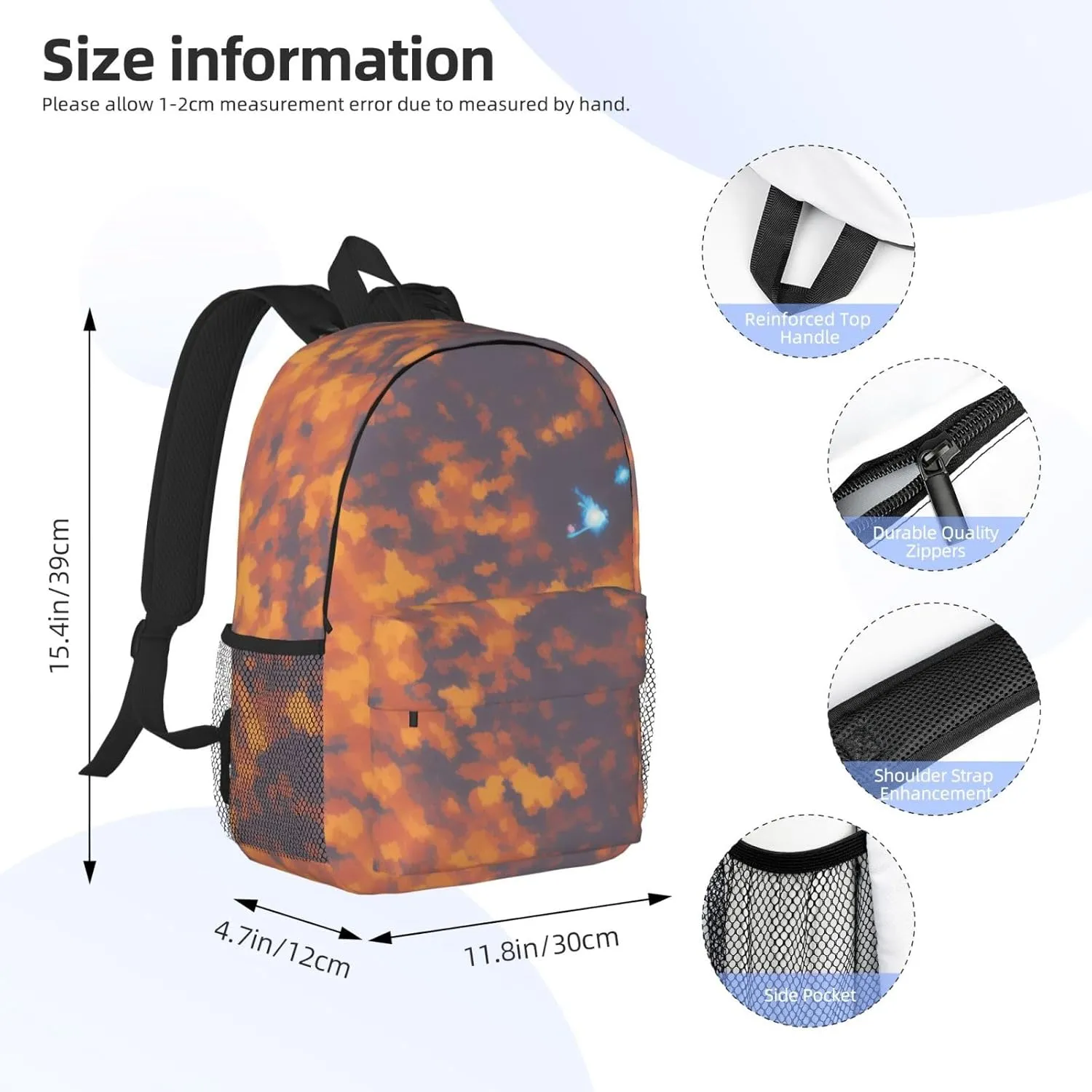 Gold Texture Printed Pattern Backpack Lightweight Casual Backpack Double Shoulder Bag Travel Daypack With Laptop Compartmen