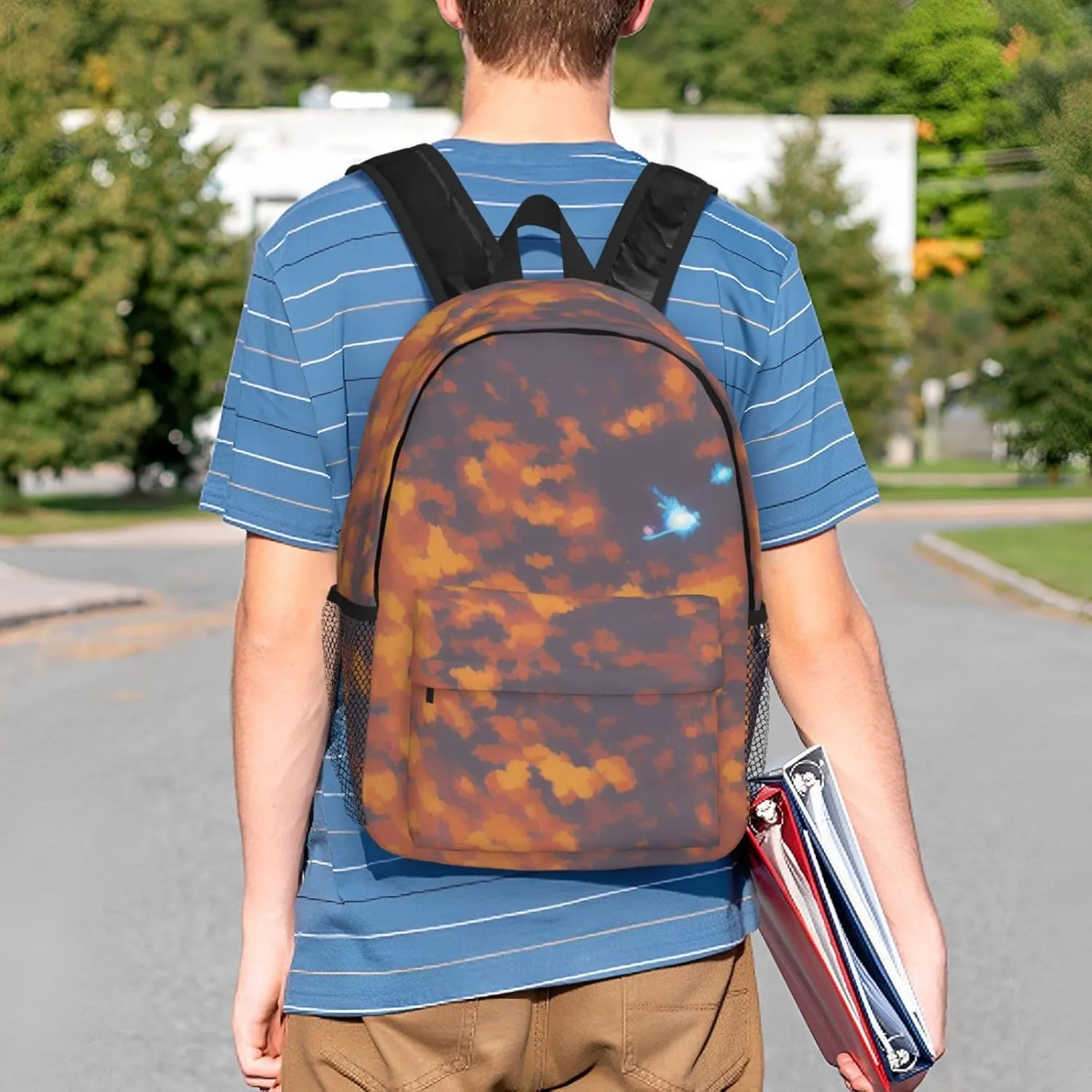 Gold Texture Printed Pattern Backpack Lightweight Casual Backpack Double Shoulder Bag Travel Daypack With Laptop Compartmen