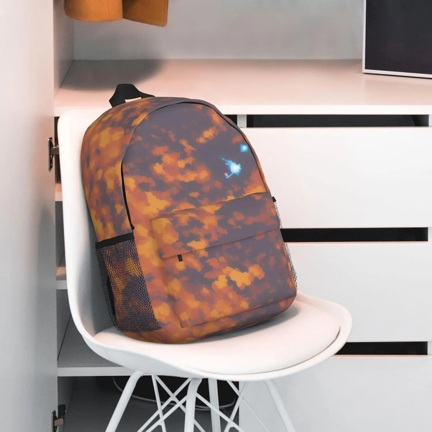 Gold Texture Printed Pattern Backpack Lightweight Casual Backpack Double Shoulder Bag Travel Daypack With Laptop Compartmen