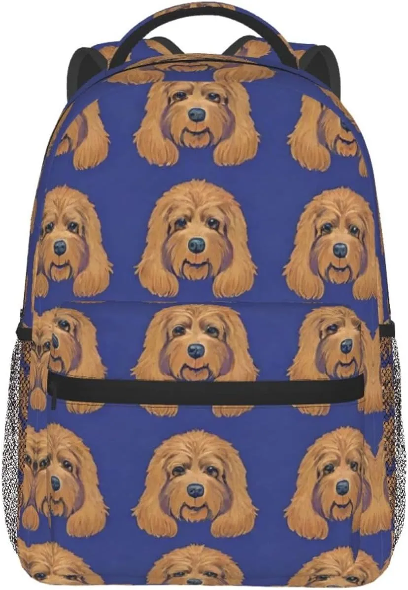 Golden Doodle Dog Art Rucksack Polyester Anti-Theft Multipurpose Carry On Bag Large Capacity Travel and Sport Backpack Rucksack With Smooth Zippers
