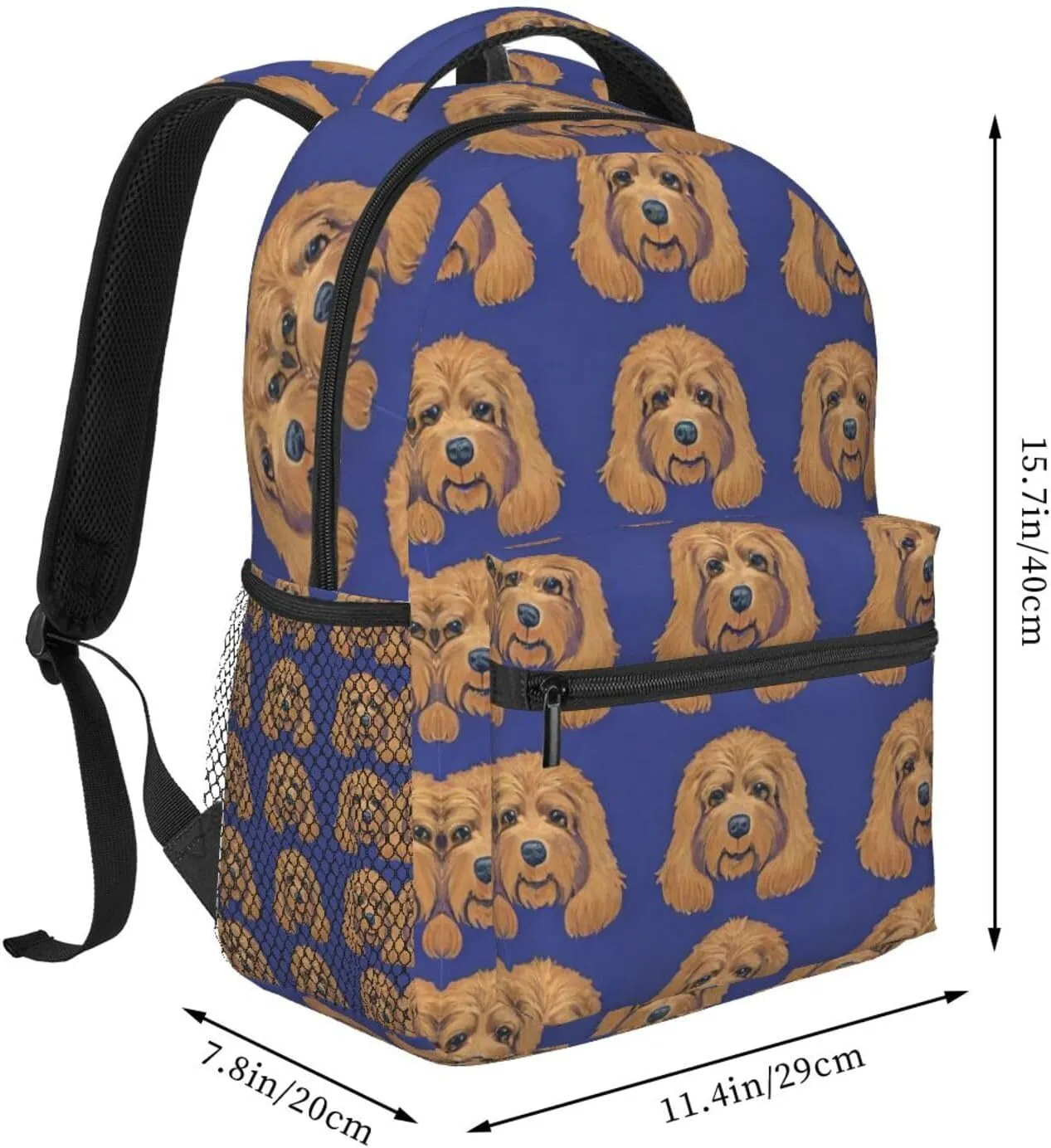 Golden Doodle Dog Art Rucksack Polyester Anti-Theft Multipurpose Carry On Bag Large Capacity Travel and Sport Backpack Rucksack With Smooth Zippers