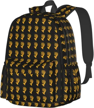 Golden Gold French Horn Backpack Casual Laptop Backpack Large Capacity Double Shoulder Bag Travel Daypack For Women Men