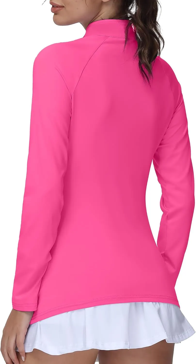 Golf Shirts for Woman UPF 50  Sun Protection Quick Dry Lightweight Long Sleeve Polo Shirts for Woman Rash Guard