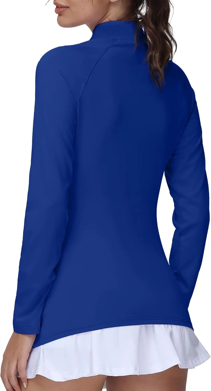 Golf Shirts for Woman UPF 50  Sun Protection Quick Dry Lightweight Long Sleeve Polo Shirts for Woman Rash Guard