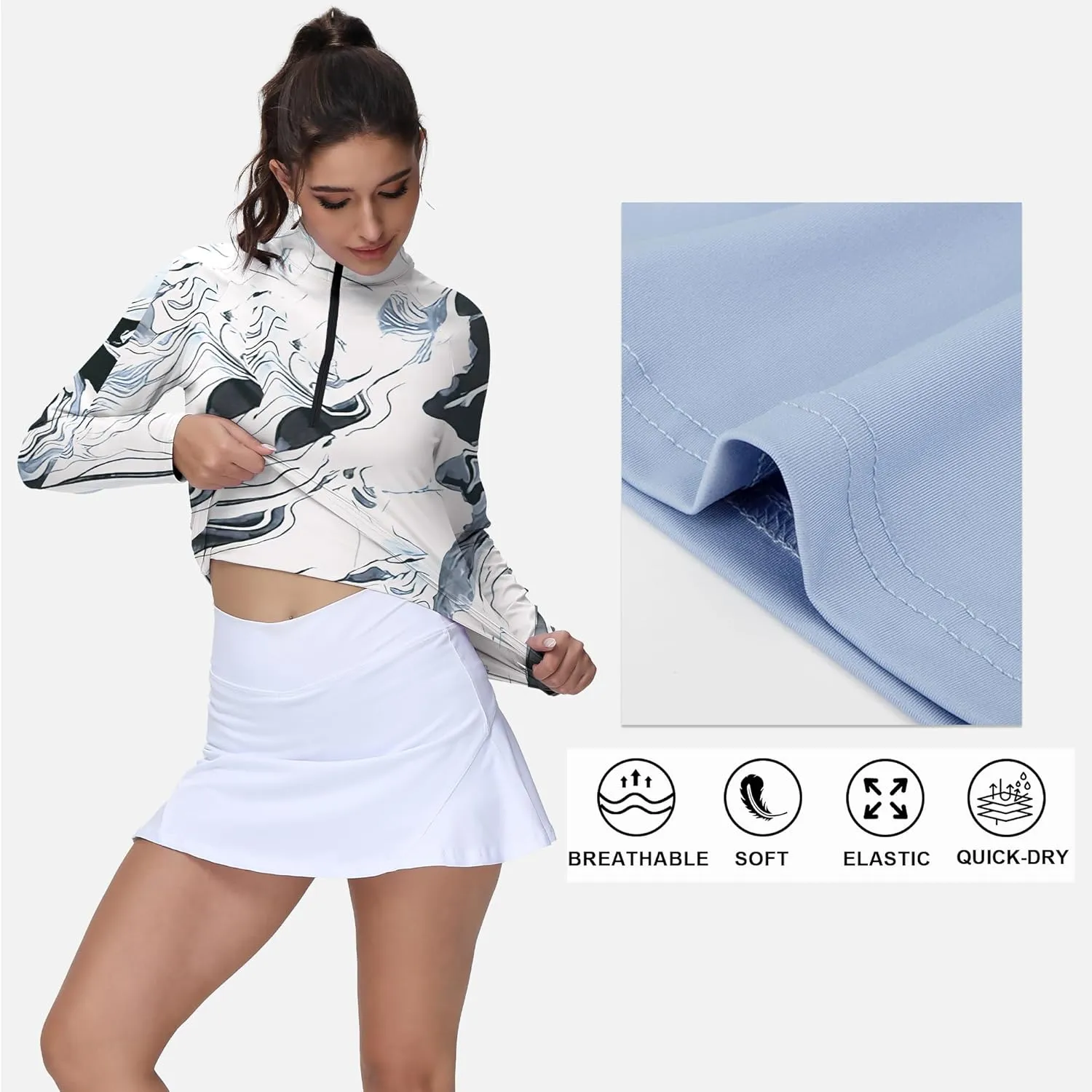 Golf Shirts for Woman UPF 50  Sun Protection Quick Dry Lightweight Long Sleeve Polo Shirts for Woman Rash Guard