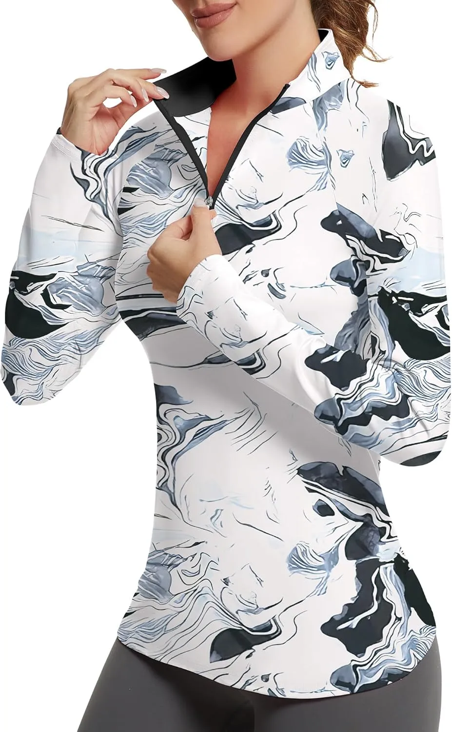 Golf Shirts for Woman UPF 50  Sun Protection Quick Dry Lightweight Long Sleeve Polo Shirts for Woman Rash Guard